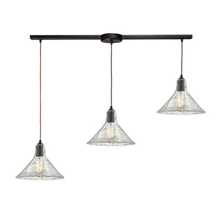 Hand Formed Glass 36'' Wide 3-Light Mini Pendant - Oil Rubbed Bronze