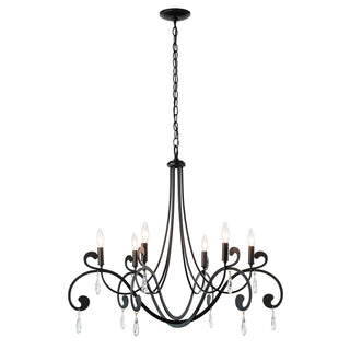 Stella 6 Arm Chandelier Black / Crystal