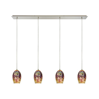 Illusions 46'' Wide 3-Light Pendant - Satin Nickel with Multicolor Fireworks Glass