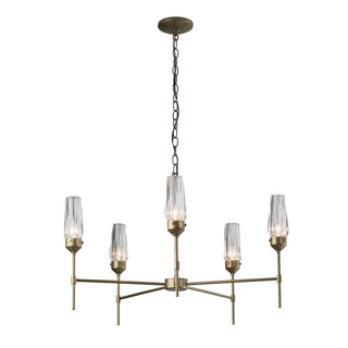 Luma 5 Arm Chandelier Soft Gold / Crystal