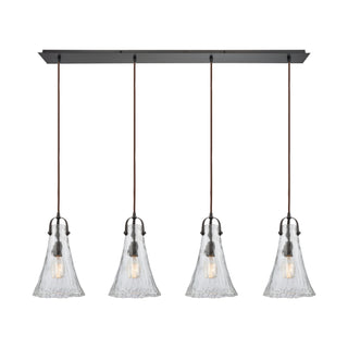 Hand Formed Glass 46'' Wide 4-Light Mini Pendant - Oil Rubbed Bronze