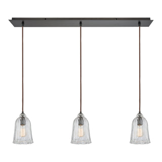 Hand Formed Glass 36'' Wide 3-Light Mini Pendant - Oil Rubbed Bronze