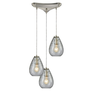 Lagoon 10'' Wide 3-Light Pendant - Satin Nickel with Clear