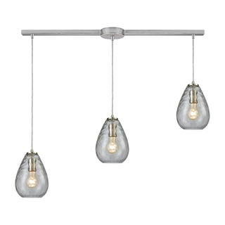 Lagoon 36'' Wide 3-Light Slim Pendant - Satin Nickel with Clear