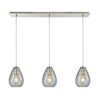 Lagoon 36'' Wide 3-Light Pendant - Satin Nickel with Clear