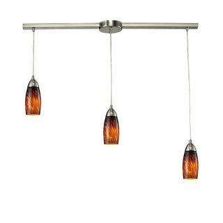 Milan 36'' Wide 3-Light Pendant - Satin Nickel with Espresso Glass