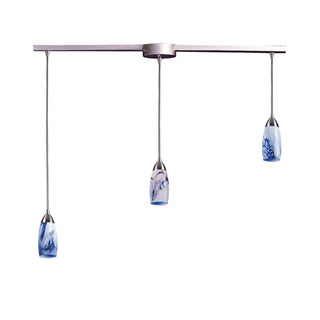 Milan 36'' Wide 3-Light Pendant - Satin Nickel with Mountain Glass