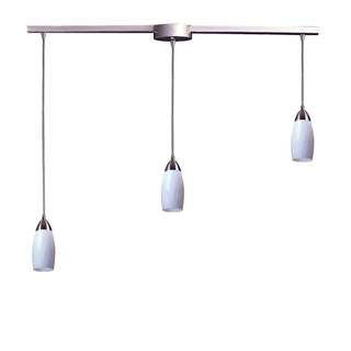 Milan 36'' Wide 3-Light Pendant - Satin Nickel with Simple White Glass