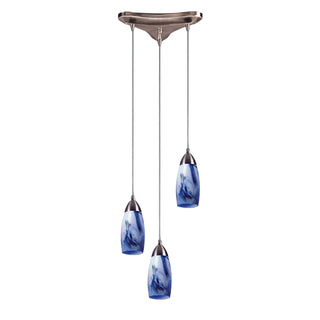 Milan 10'' Wide 3-Light Pendant - Satin Nickel with Mountain Glass