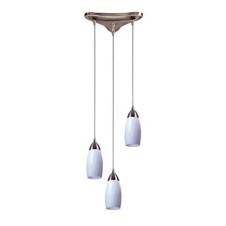 Milan 10'' Wide 3-Light Pendant - Satin Nickel with Simple White Glass