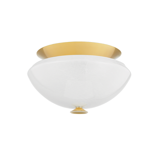 PAWTUCKET FLUSH MOUNT with AGED BRASS/SOFT WHITE Finish