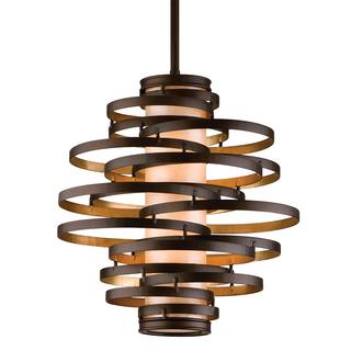 Vertigo Pendant In BRONZE LEAF/GOLD LEAF Finish
