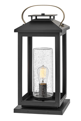 Atwater Large Pier Mount Lantern In Black Finish