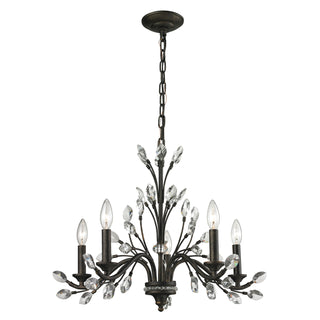 Crystal Branches 25'' Wide 5-Light Chandeliers - Burnt Bronze