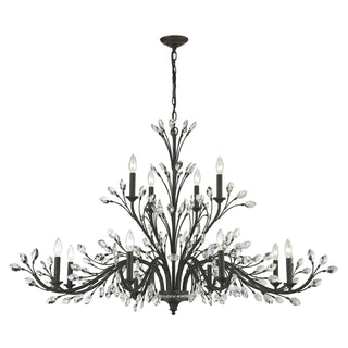 Crystal Branches 52'' Wide 12-Light Chandeliers - Burnt Bronze