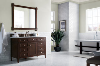 48 Inch Brittany Freestanding Vanity in Burnished Mahogany / Carrara White Top