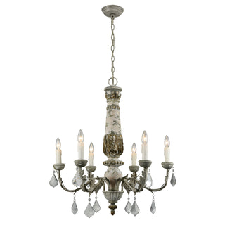 Genevieve 28'' Wide 6-Light Chandeliers - Aged Cream