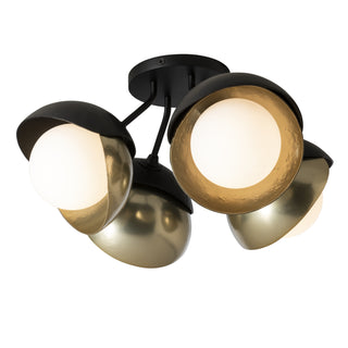 Brooklyn 4-Light Double Shade Semi-Flush Black / Modern Brass / Opal Glass (GG)