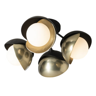 Brooklyn 4-Light Double Shade Semi-Flush Black / Modern Brass / Opal Glass (GG)