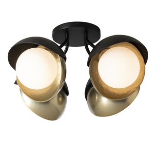 Brooklyn 4-Light Double Shade Semi-Flush Black / Modern Brass / Opal Glass (GG)