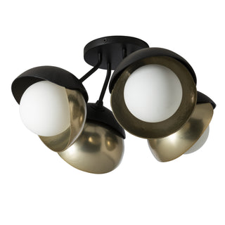 Brooklyn 4-Light Double Shade Semi-Flush Black / Modern Brass / Opal Glass (GG)