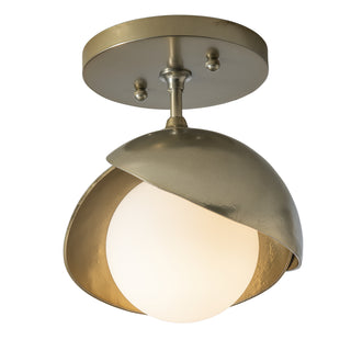 Brooklyn 1-Light Double Shade Semi-Flush Modern Brass / Modern Brass / Opal Glass (GG)