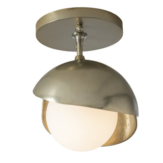 Brooklyn 1-Light Double Shade Semi-Flush Modern Brass / Modern Brass / Opal Glass (GG)