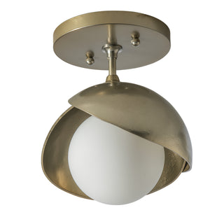 Brooklyn 1-Light Double Shade Semi-Flush Modern Brass / Modern Brass / Opal Glass (GG)