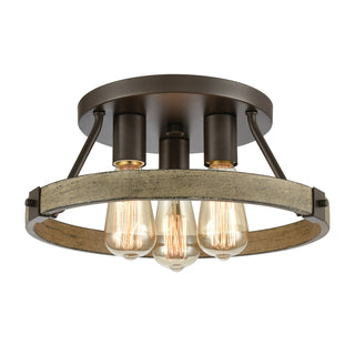 Transitions 14'' Wide 3-Light Semi Flush Mount - Oil Rubbed Bronze