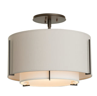 Exos Small Double Shade Semi-Flush Dark Smoke / Natural Anna Inner Shade & Flax Outer Shade