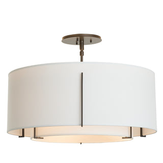 Exos Double Shade Semi-Flush Dark Smoke / Natural Anna Inner Shade & Natural Anna Outer Shade