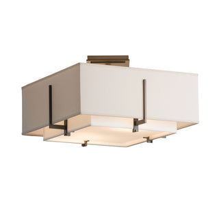 Exos Square Small Double Shade Semi-Flush Dark Smoke / Natural Anna Inner Shade & Flax Outer Shade