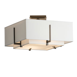 Exos Square Small Double Shade Semi-Flush Dark Smoke / Natural Anna Inner Shade & Natural Anna Outer Shade