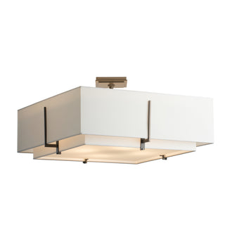 Exos Square Large Double Shade Semi-Flush Dark Smoke / Natural Anna Inner Shade & Natural Anna Outer Shade