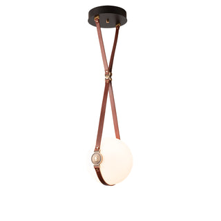 Derby Small LED Pendant Black / Antique Brass / Chestnut Leather