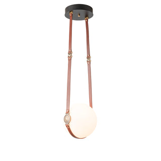 Derby Small LED Pendant Black / Antique Brass / Chestnut Leather