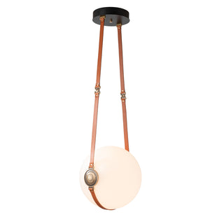 Derby Large LED Pendant Black / Antique Brass / Chestnut Leather