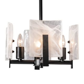 Arc 4-Light Semi-Flush/Pendant Black / White Swirl Glass (YR) / MULTIPLE