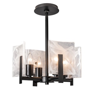 Arc 4-Light Semi-Flush/Pendant Black / White Swirl Glass (YR) / MULTIPLE