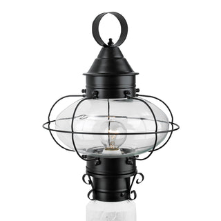 Cottage Onion Outdoor Post Lantern - Black with Clear Glass