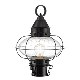 Cottage Onion Outdoor Post Lantern - Black with Seeded Glass