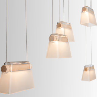 More Cowbell LED Pendant Vintage Platinum / Maple Wood / Clear Glass with Frosted Diffuser (YE)