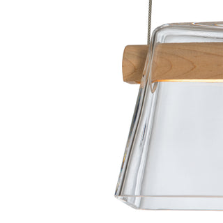 More Cowbell LED Pendant Vintage Platinum / Maple Wood / Clear Glass (ZM)