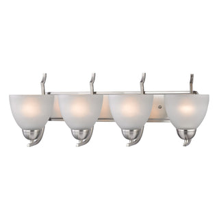 Kingston 4-Light Vanity Light in Brushed Nickel with White Glass