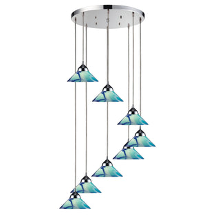 Refraction 18'' Wide 8-Light Pendant - Polished Chrome with Caribbean Glass