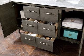 60 Inch Metropolitan Dual Mount Vanity in Silver Oak / Carrara White Top