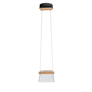 Cowbell LED Mini Pendant Black / Maple Wood / Clear Glass (ZM)