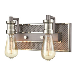 Gridiron 13'' Wide 2-Light Vanity Light - Weathered Zinc