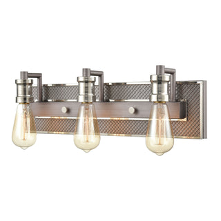 Gridiron 21'' Wide 3-Light Vanity Light - Weathered Zinc