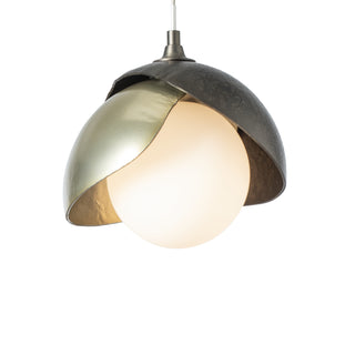 Brooklyn Double Shade Low Voltage Mini Pendant Dark Smoke / Modern Brass / Opal Glass (GG)